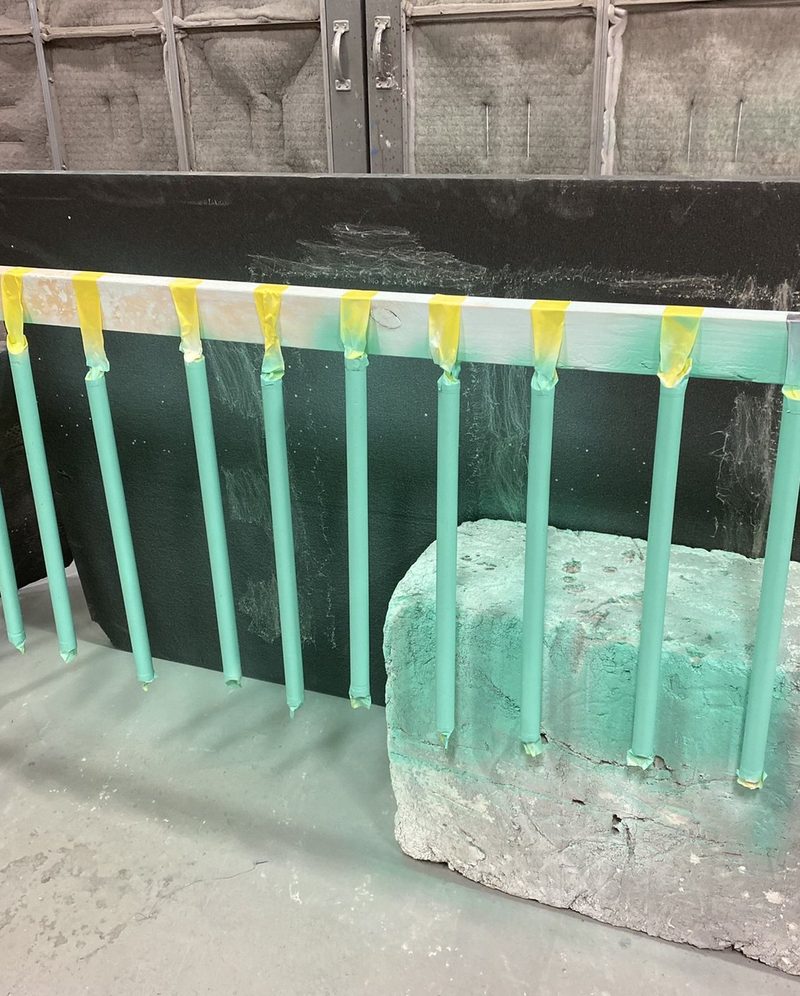 Rungs sprayed in the paint booth