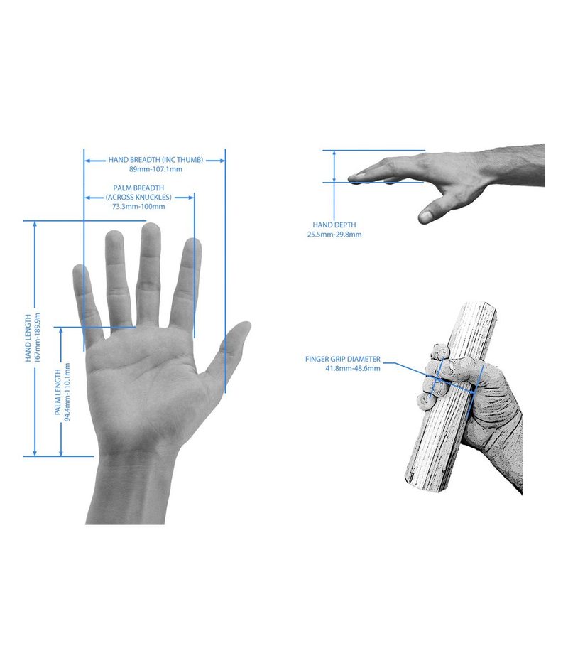 Hand data: breadth, length, depth, grip