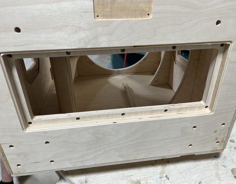 Rear panel, cut for the amplifier