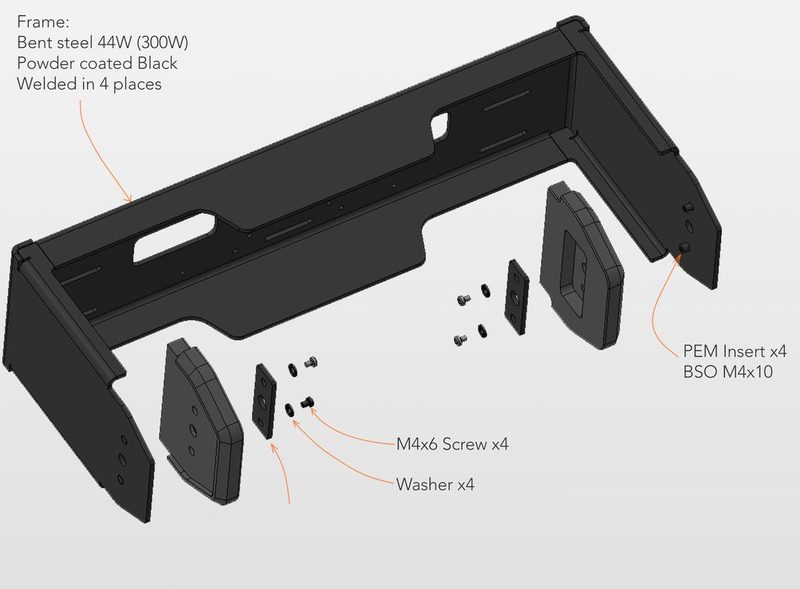 Welded frame, HDPE bumpers, retaining plates