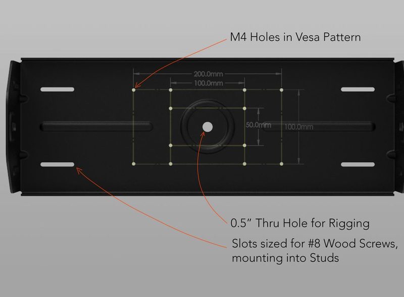 VESA holes, rigging hole and stud slots in one plate