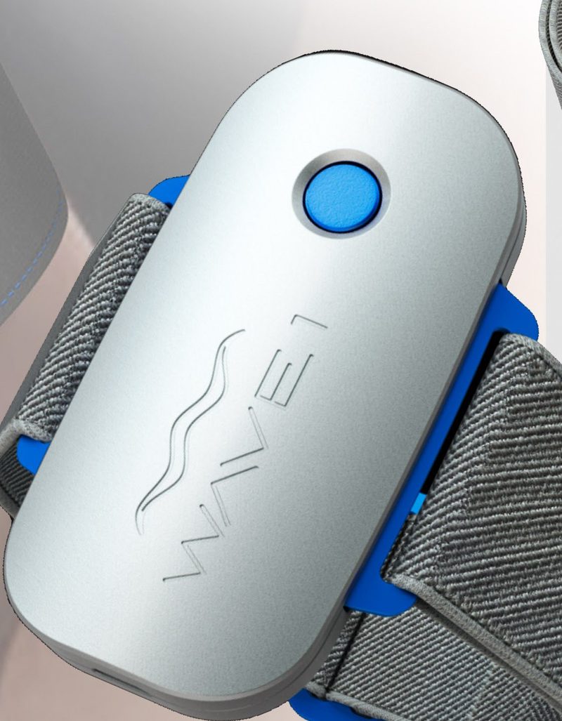 Brushed aluminium with a latching strap